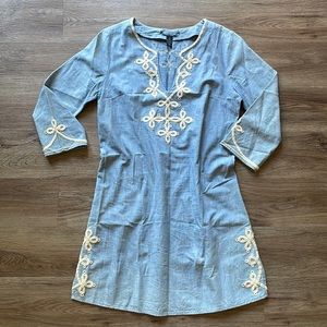 Lucky Brand Embroidered Chambray Dress